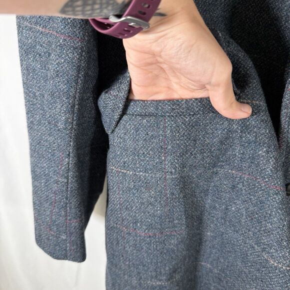 Pendelton Wool Blazer men's 42 Long Grey 100% Virgin 2 Button Front Inside Pocke - Picture 5 of 11